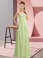 Floor Length Empire Sleeveless Yellow Green Prom Party Dress Lace Up