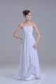 White Empire Lace Wedding Gowns Lace Up Chiffon Sleeveless