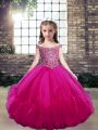 Sleeveless Lace Up Floor Length Beading Little Girls Pageant Gowns