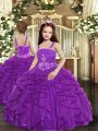 Eye-catching Purple Sleeveless Ruffles Floor Length Little Girls Pageant Dress Wholesale