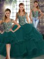 Sweet Sleeveless Lace Up Floor Length Beading and Ruffles Quinceanera Gowns