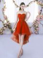 Discount Sweetheart Sleeveless Lace Up Quinceanera Court of Honor Dress Rust Red Tulle