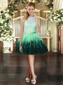 Mini Length Multi-color Dress for Prom Tulle Sleeveless Ruffles