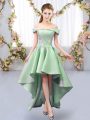 Cute High Low Lace Up Wedding Party Dress Green for Prom and Party and Wedding Party with Appliques