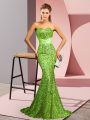 Lovely Mermaid Sleeveless Dress for Prom Sweep Train Zipper