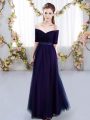 Off The Shoulder Short Sleeves Tulle Wedding Party Dress Ruching Lace Up