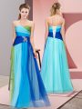 Empire Prom Party Dress Multi-color Sweetheart Chiffon Sleeveless Floor Length Lace Up