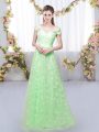 Colorful Cap Sleeves Floor Length Appliques Lace Up Court Dresses for Sweet 16 with