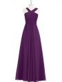Sleeveless Zipper Floor Length Ruching Dress for Prom