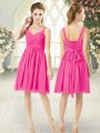 Hot Pink Prom Dress Prom and Party with Ruching Straps Sleeveless Zipper