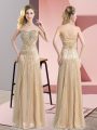 Lovely Champagne Dress for Prom Prom and Party and Military Ball with Beading Sweetheart Sleeveless Zipper