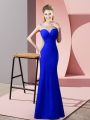 Fancy Royal Blue Mermaid Beading and Pick Ups Prom Dresses Zipper Satin Sleeveless Floor Length