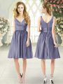 On Sale Blue A-line V-neck Sleeveless Taffeta Knee Length Zipper Ruching Homecoming Dress