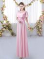 Wonderful Rose Pink Wedding Party Dress Prom and Party and Wedding Party with Appliques Scoop Short Sleeves Zipper
