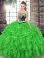 Clearance 15th Birthday Dress Military Ball and Sweet 16 and Quinceanera with Embroidery and Ruffles Sweetheart Sleeveless Sweep Train Lace Up