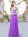 Flirting Purple Scoop Neckline Sequins Bridesmaids Dress Short Sleeves Zipper