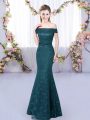 Off The Shoulder Sleeveless Lace Up Lace Court Dresses for Sweet 16 in Peacock Green