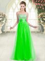 Clearance Beading Homecoming Dress Green Lace Up Sleeveless Floor Length