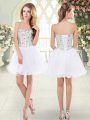New Arrival White Sweetheart Neckline Beading Party Dress for Girls Sleeveless Lace Up