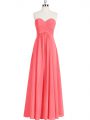 Hot Selling Sweetheart Sleeveless Zipper Prom Gown Watermelon Red Chiffon