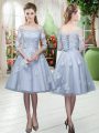 Strapless 3 4 Length Sleeve Tulle Homecoming Dress Appliques Lace Up