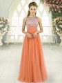 Orange Sleeveless Tulle Backless for Prom and Party and Military Ball