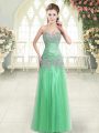 Eye-catching Sleeveless Tulle Floor Length Zipper Prom Evening Gown in with Beading