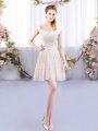 Sumptuous Lace Vestidos de Damas Champagne Lace Up Cap Sleeves Mini Length