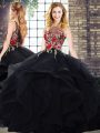 Extravagant Scoop Sleeveless Quinceanera Dress Embroidery and Ruffles Zipper