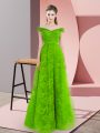 Pretty Green A-line Tulle Off The Shoulder Sleeveless Beading Floor Length Lace Up Prom Party Dress