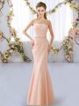 Dynamic Peach Lace Up Sweetheart Beading Bridesmaid Gown Lace Sleeveless