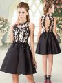 Affordable Black High-neck Neckline Beading and Appliques Prom Party Dress Sleeveless Backless