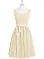 On Sale Mini Length Zipper Dress for Prom Light Yellow for Prom and Party with Belt