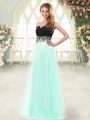 High End Floor Length Empire Sleeveless Apple Green Prom Party Dress Zipper