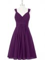 Classical Purple Straps Zipper Ruching Dress for Prom Sleeveless