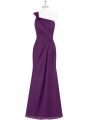 Eggplant Purple Side Zipper One Shoulder Ruching Homecoming Dress Chiffon Sleeveless