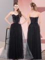 Black Sleeveless Floor Length Sequins Lace Up Dress for Prom