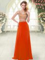 On Sale Sleeveless Floor Length Beading Zipper Homecoming Dress with Rust Red