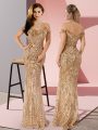Fabulous Sequined Sleeveless Floor Length Dress for Prom and Ruching