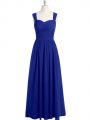 Royal Blue Sleeveless Ruching Floor Length Prom Gown