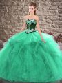 Sweetheart Sleeveless Tulle Quinceanera Gown Beading and Embroidery Lace Up
