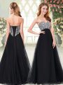 Custom Made Floor Length A-line Sleeveless Black Dress for Prom Lace Up