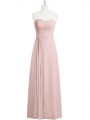 Smart Baby Pink Zipper Prom Dresses Ruching Sleeveless Floor Length