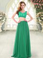 Floor Length Zipper Prom Party Dress Green for Prom and Party with Beading and Lace