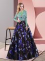 Multi-color Scoop Lace Up Appliques Prom Gown Sweep Train Long Sleeves