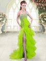 Dress for Prom Prom and Party with Beading and Ruffled Layers Sweetheart Sleeveless Brush Train Lace Up