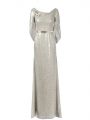 Floor Length Grey Prom Dresses Half Sleeves Belt