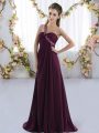 Luxurious Dark Purple Lace Up Dama Dress for Quinceanera Beading Sleeveless Brush Train