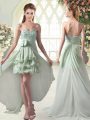 Glamorous Chiffon Sweetheart Sleeveless Zipper Beading and Ruffled Layers Prom Party Dress in Apple Green