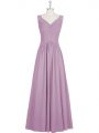 Great Sleeveless Zipper Floor Length Ruching Prom Party Dress